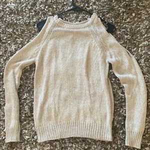 Open shoulder and open back cozy sweater